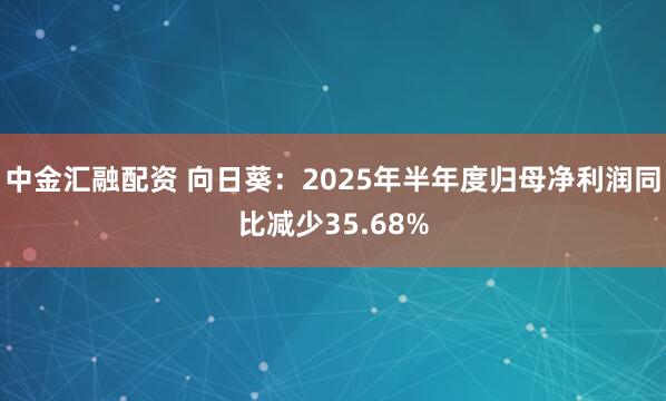 中金汇融配资 向日葵：2025年半年度归母净利润同比减少35.68%